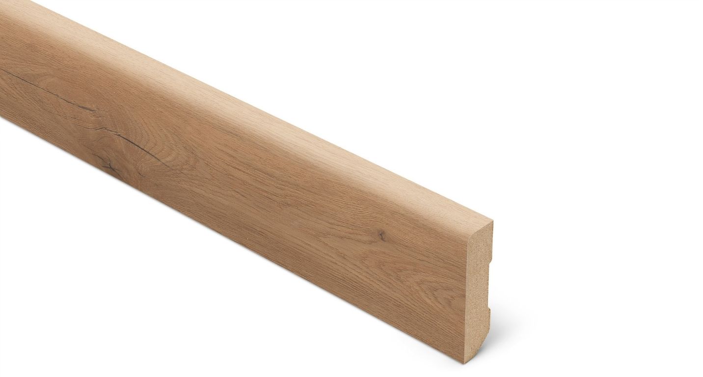 Plinthe  Lamett, Mdf placage bois, décor Bois chêne tradition , h.6.00 x L. 240.00 cm