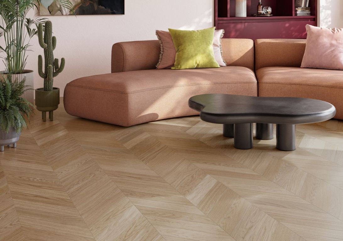 Parquet contrecollé ELEGANCE 90 CHENE COURANT, chêne naturel, verni, larg. 9.00 cm