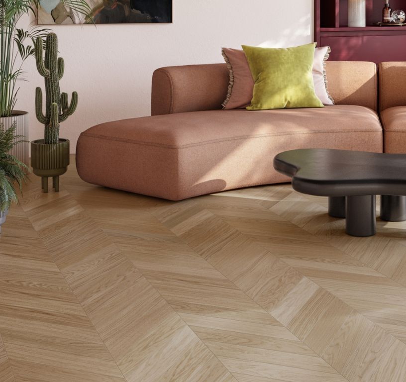 Parquet contrecollé ELEGANCE 90 CHENE COURANT, chêne naturel, verni, larg. 9.00 cm