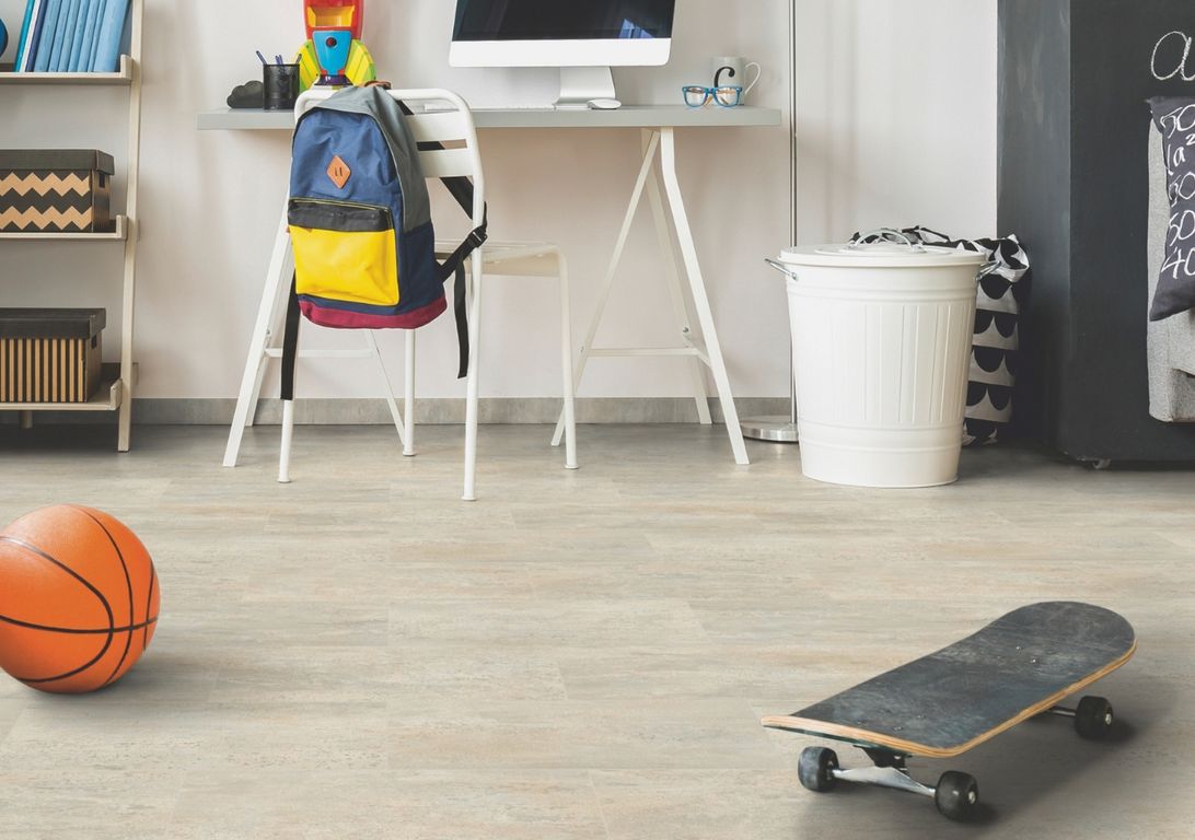 Sol vinyle rouleau ICONIK LIFE 3M Tarkett, Carrelage travertin, rouleau 3.00 m