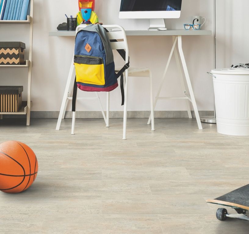 Sol vinyle rouleau ICONIK LIFE 3M Tarkett, Carrelage travertin, rouleau 3.00 m