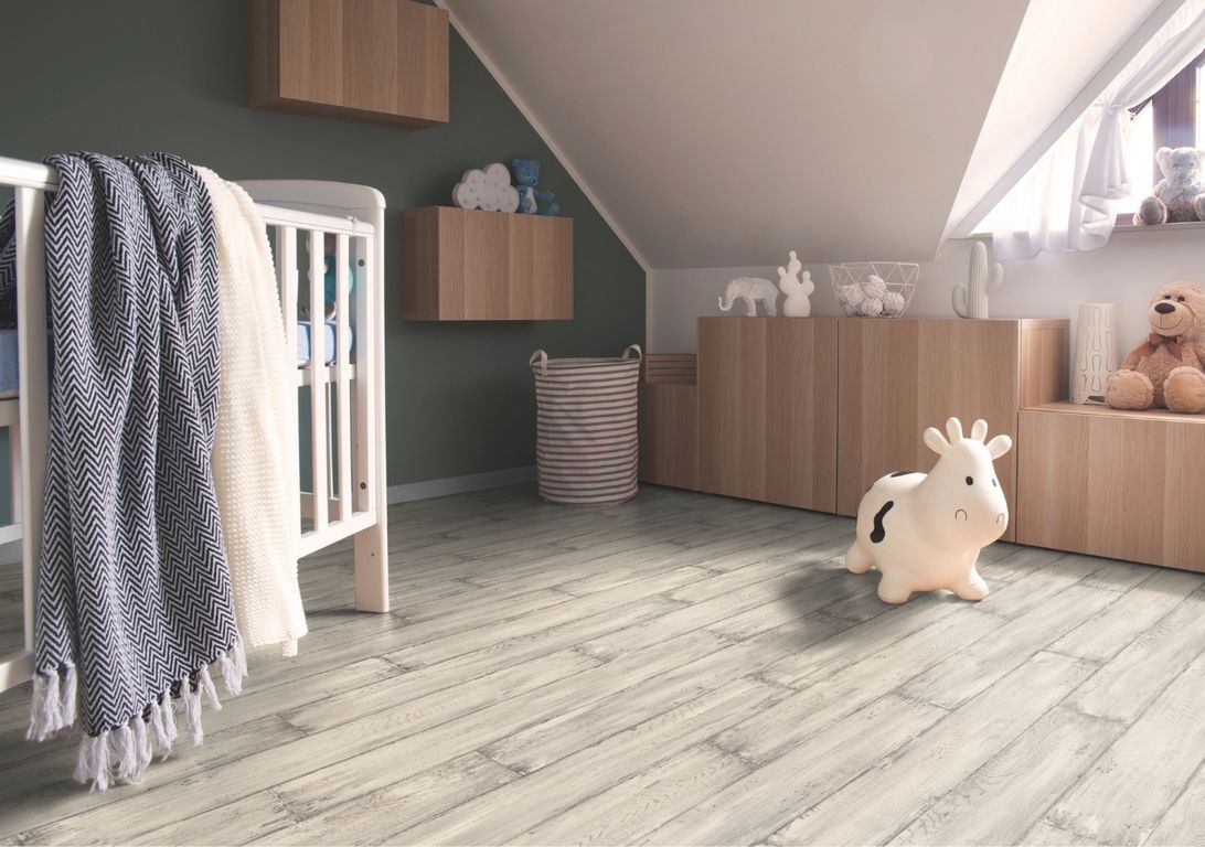 Sol vinyle rouleau ICONIK LIFE 3M Tarkett, Bois plancher peint blanc, rouleau 3.00 m