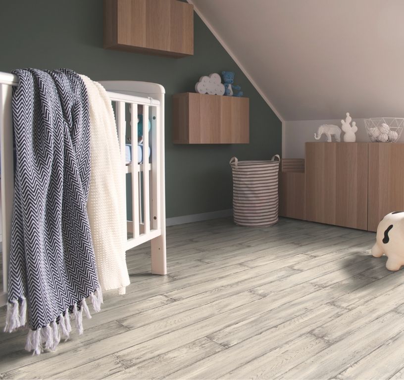 Sol vinyle rouleau ICONIK LIFE 3M Tarkett, Bois plancher peint blanc, rouleau 3.00 m