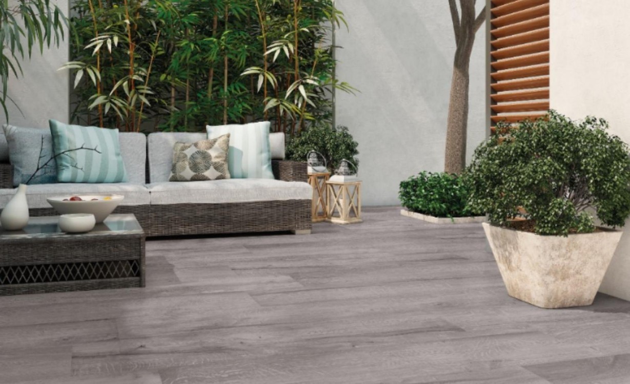 Carrelage MILWAUKEE NEW, aspect bois gris, dim 15.00 x 90.00 cm