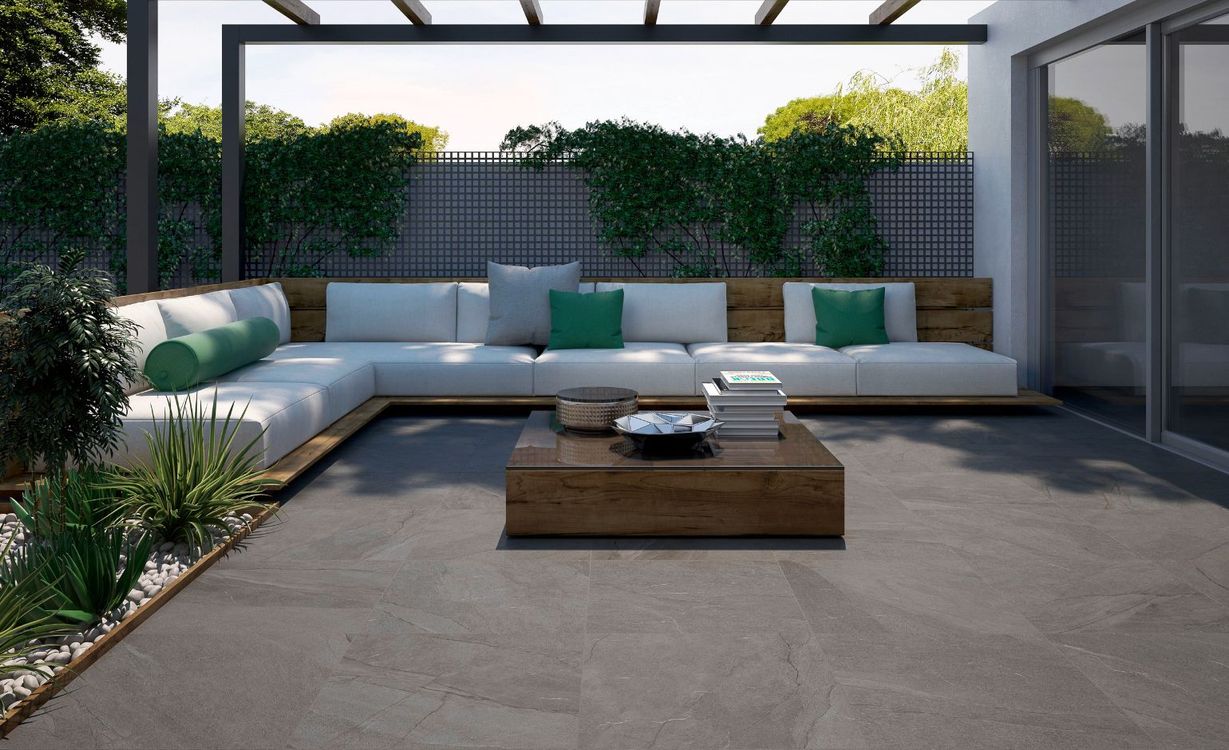 Carrelage HALLEY GRIP, aspect pierre gris clair, dim 60.00 x 60.00 cm