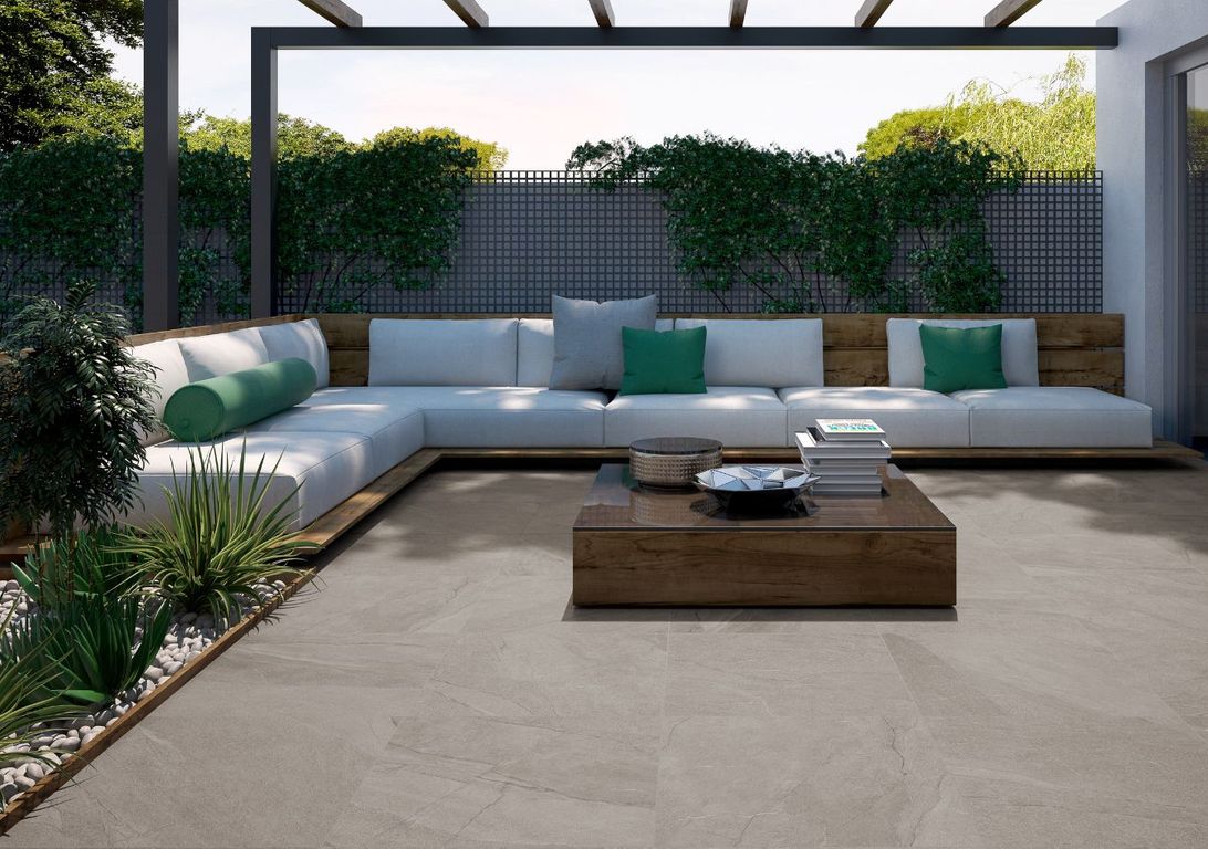 Carrelage HALLEY GRIP, aspect pierre beige, dim 60.00 x 60.00 cm