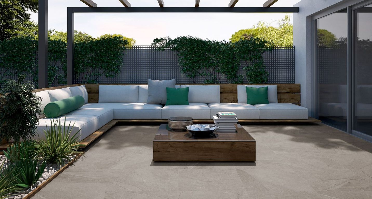 Carrelage HALLEY GRIP, aspect pierre beige, dim 60.00 x 60.00 cm