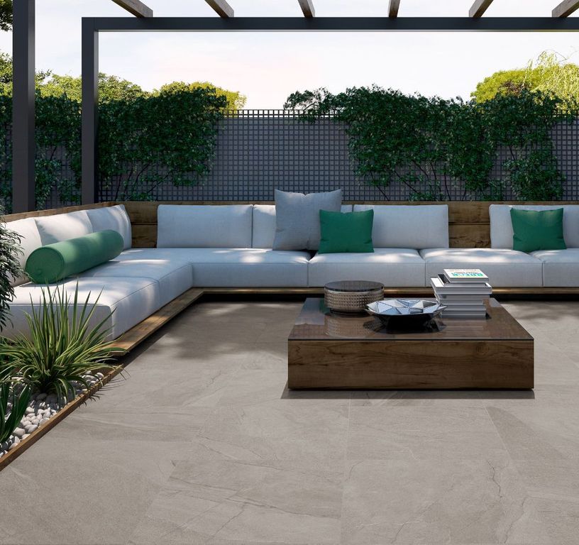 Carrelage HALLEY GRIP, aspect pierre beige, dim 60.00 x 60.00 cm