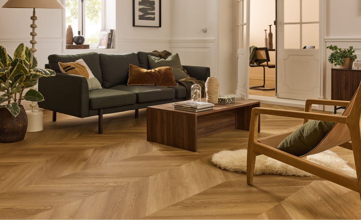 Sol vinyle EASYTREND SUPERMATT CHEVRON Easytrend, Bois chêne select, lame 12.50 x 62.50 cm