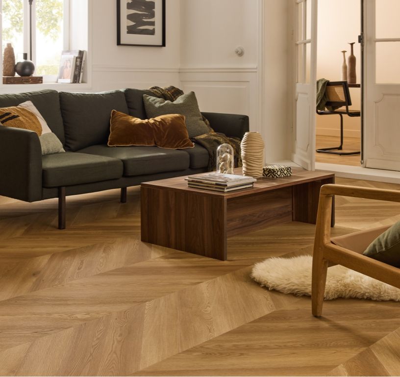 Sol vinyle EASYTREND SUPERMATT CHEVRON Easytrend, Bois chêne select, lame 12.50 x 62.50 cm