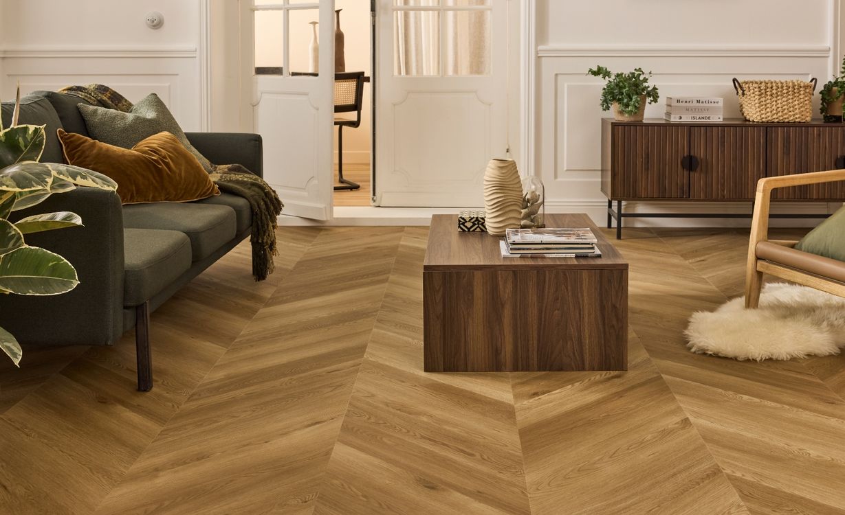 Sol vinyle EASYTREND SUPERMATT CHEVRON Easytrend, Bois chêne select, lame 12.50 x 62.50 cm