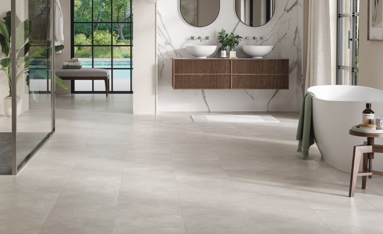 Revêtement minéral composite MODULAR ONE HYDRON DALLE, Béton blanc, dalle 40.30 x 85.60 cm