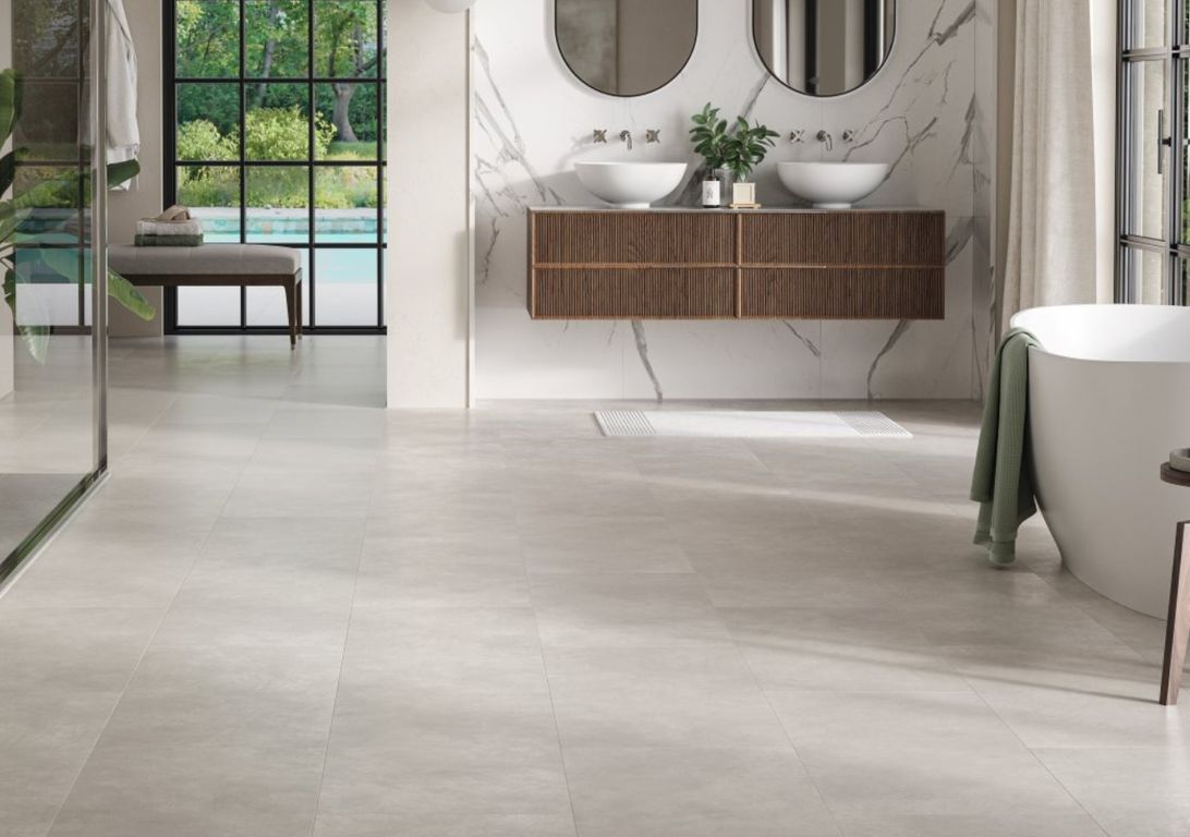 Revêtement minéral composite MODULAR ONE HYDRON DALLE, Béton blanc, dalle 40.30 x 85.60 cm