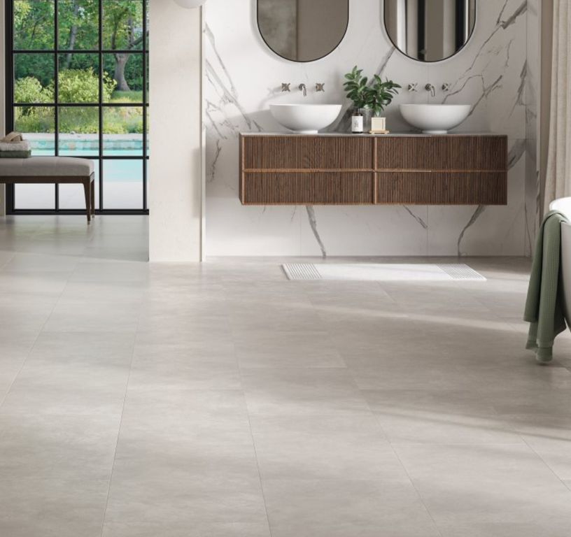 Revêtement minéral composite MODULAR ONE HYDRON DALLE, Béton blanc, dalle 40.30 x 85.60 cm