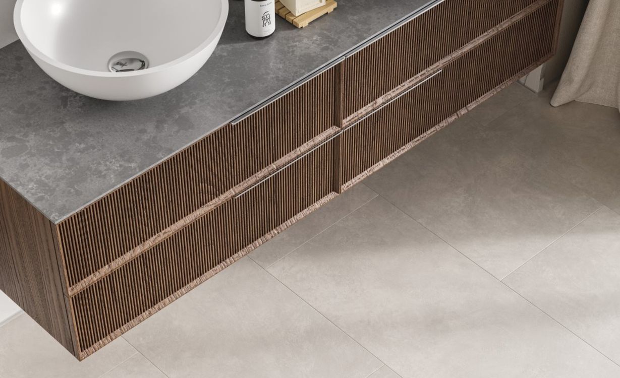 Revêtement minéral composite MODULAR ONE HYDRON DALLE, Béton blanc, dalle 40.30 x 85.60 cm