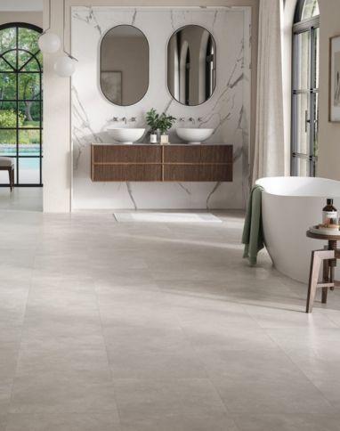 Revêtement minéral composite MODULAR ONE HYDRON DALLE, Béton blanc, dalle 40.30 x 85.60 cm