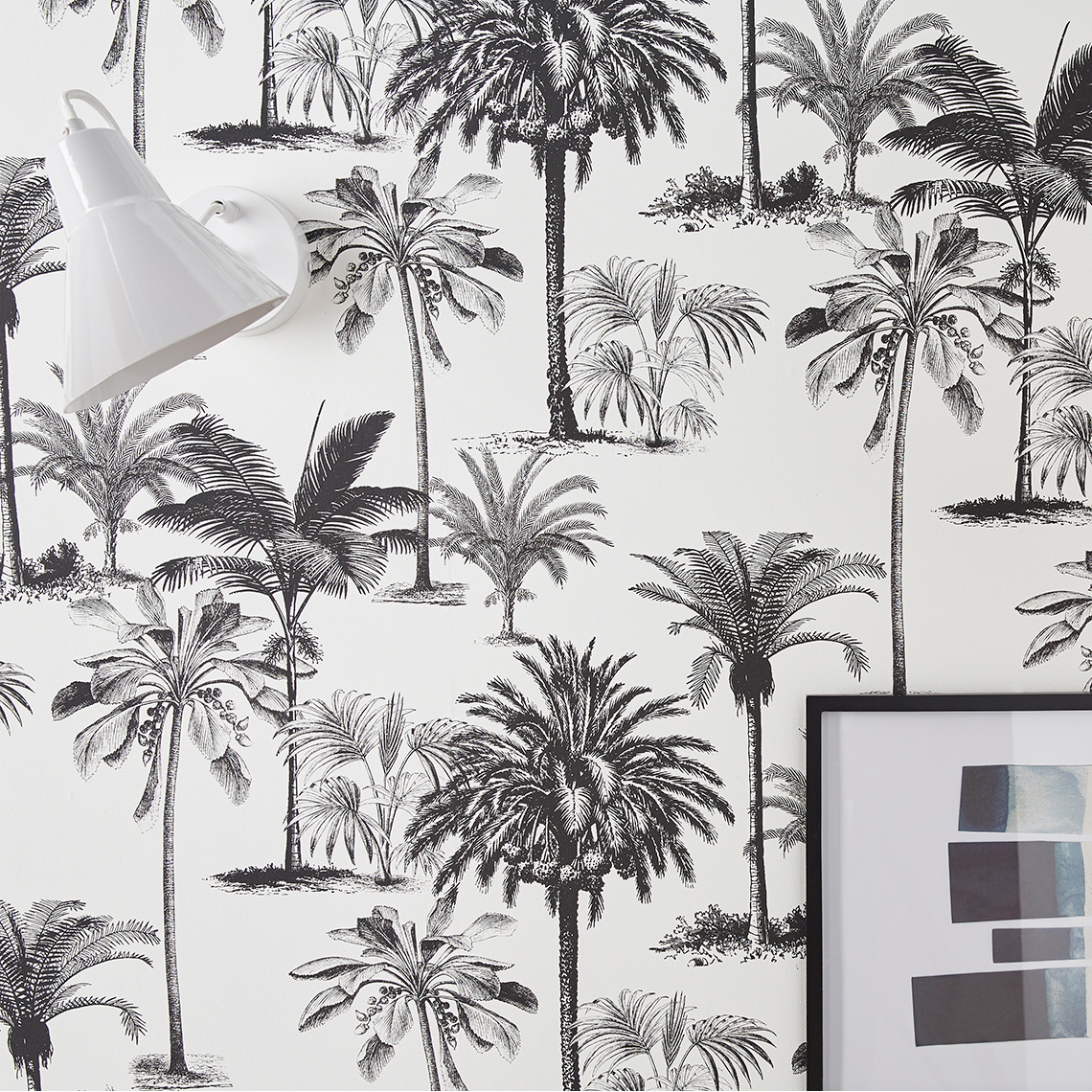 Papier peint HAWAÏ Decoprint, Vinyle sur intissé décor Floral / Végétal, noir et blanc