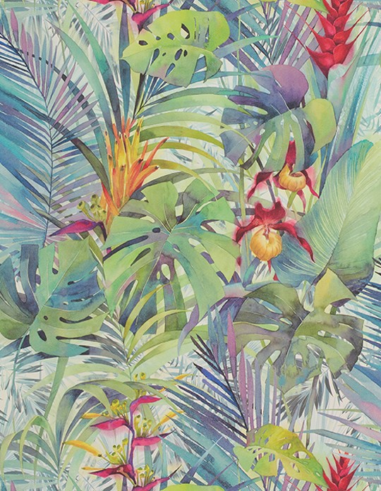 Papier peint AMAZONIA Decoprint, Vinyle sur intissé décor Floral / Végétal, vert