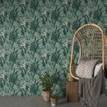 Papier peint TROPICO Rasch, Vinyle sur intissé décor Floral / Végétal, vert
