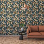 Papier peint BLOOM Lutece, Vinyle sur intissé décor Floral / Végétal, marine