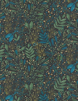 Papier peint JOY Caselio, Vinyle sur intissé décor Floral / Végétal, vert