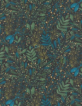 Papier peint JOY Caselio, Vinyle sur intissé décor Floral / Végétal, vert