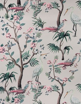Papier peint BIRDS Decoprint, Vinyle sur intissé décor Floral / Végétal, beige