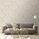 Papier peint MIKI , Vinyle sur intissé décor Floral / Végétal, taupe