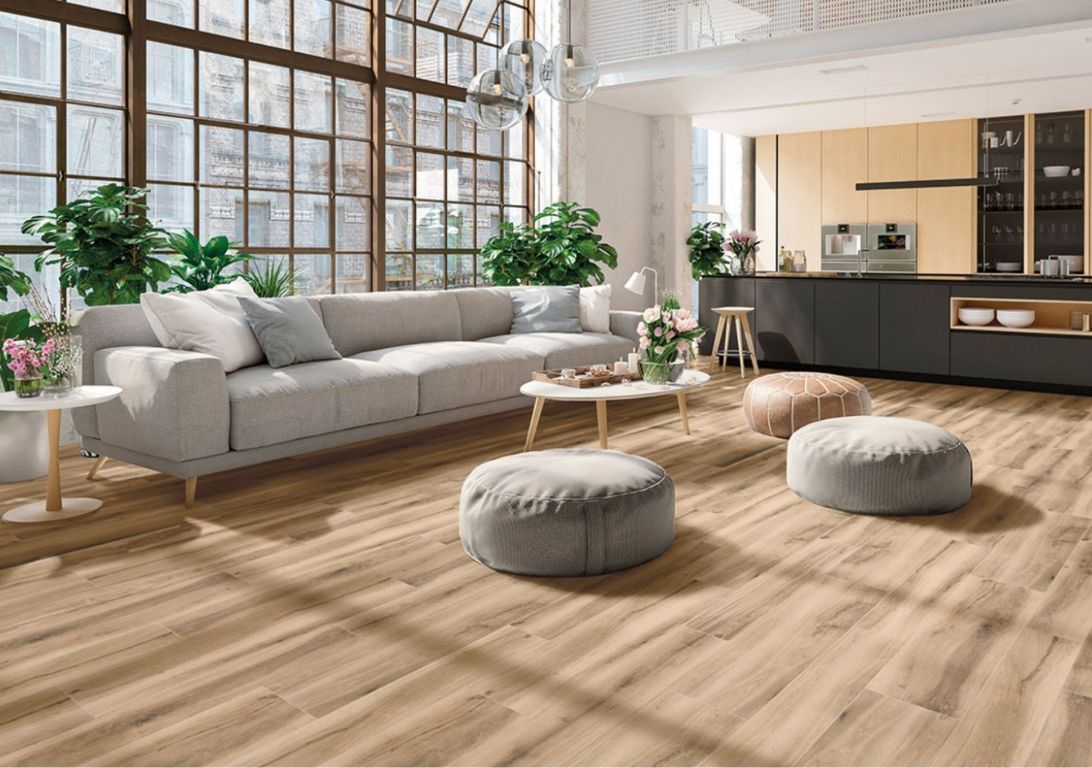 Carrelage MONTANA LISSE, aspect bois beige, dim 30.00 x 120.00 cm