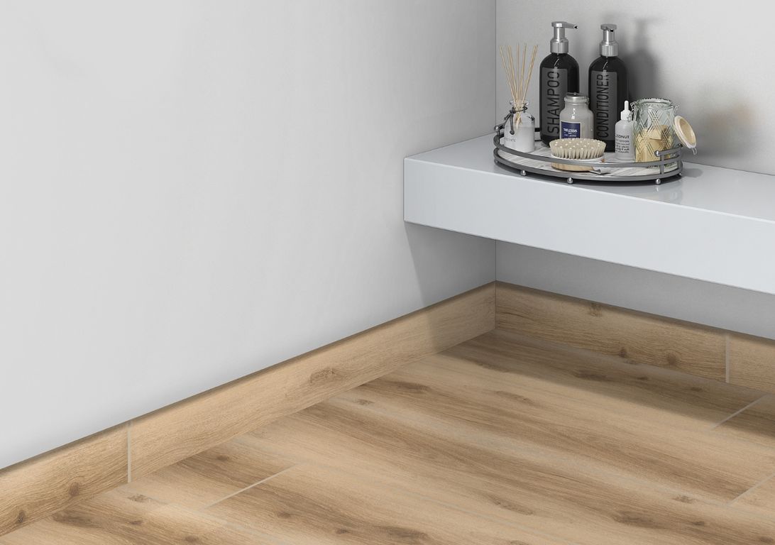 Plinthe carrelage PL MONTANA, aspect bois beige, h 6.00 x L 120.00 cm