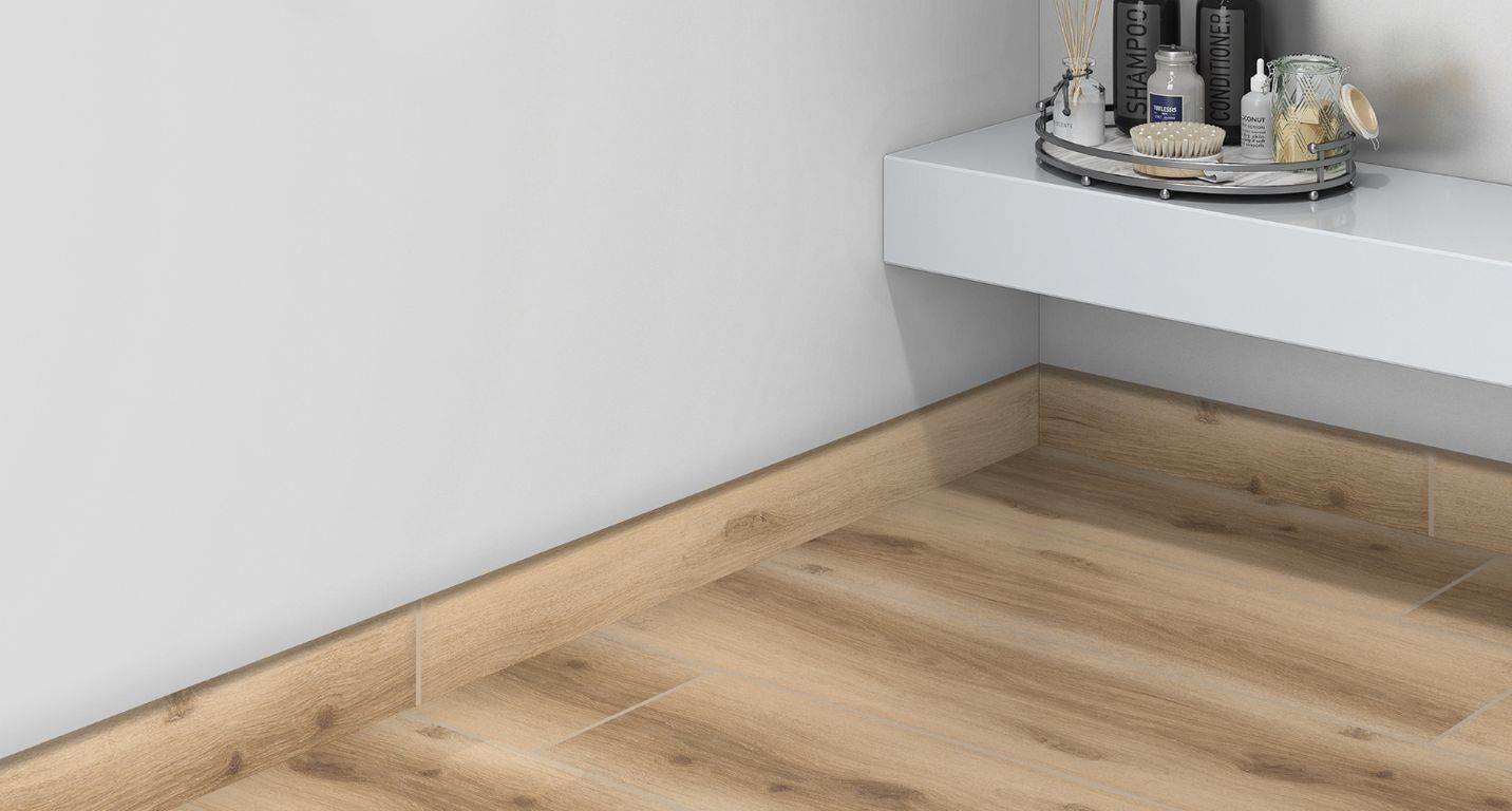 Plinthe carrelage PL MONTANA, aspect bois beige, h 6.00 x L 120.00 cm