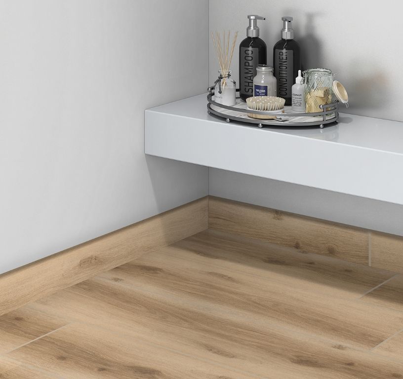 Plinthe carrelage PL MONTANA, aspect bois beige, h 6.00 x L 120.00 cm