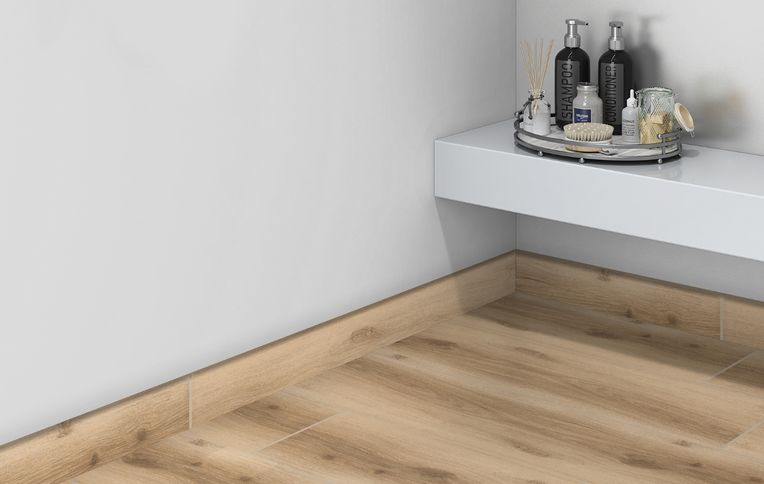 Plinthe carrelage PL MONTANA, aspect bois beige, h 6.00 x L 120.00 cm