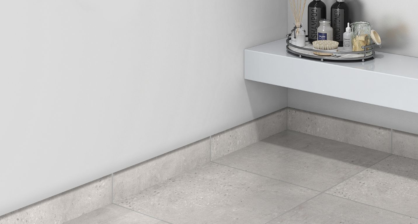 Plinthe carrelage PL GRAFITO, aspect carreau ciment gris, h 7.00 x L 60.00 cm