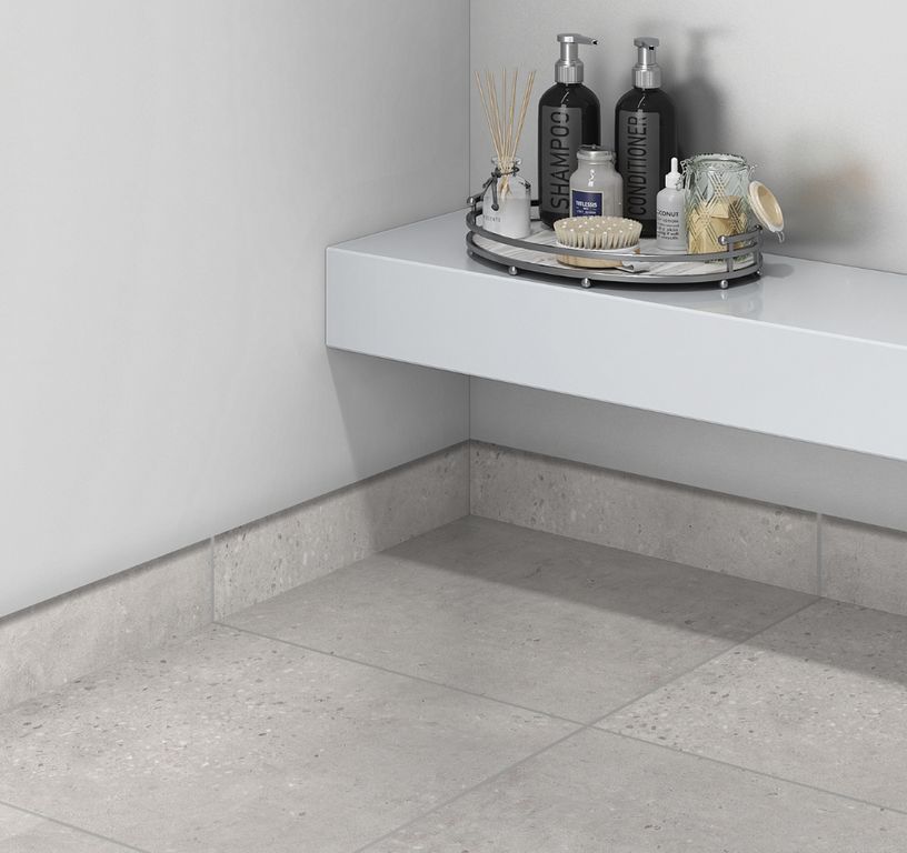 Plinthe carrelage PL GRAFITO, aspect carreau ciment gris, h 7.00 x L 60.00 cm