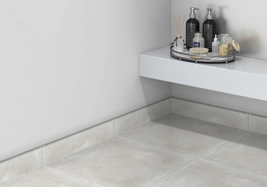 Plinthe carrelage TEMPO, aspect béton beige, h 7.00 x L 60.00 cm