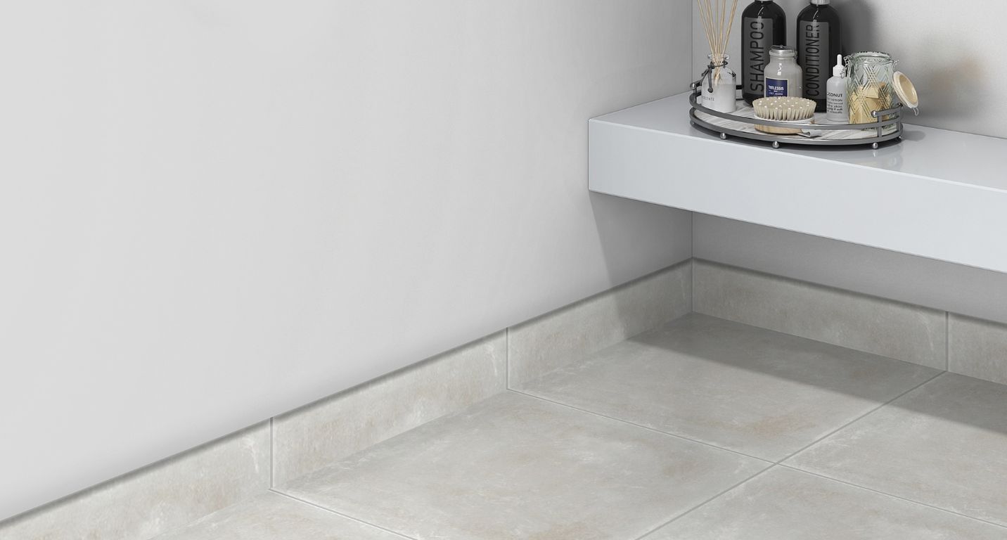 Plinthe carrelage TEMPO, aspect béton beige, h 7.00 x L 60.00 cm