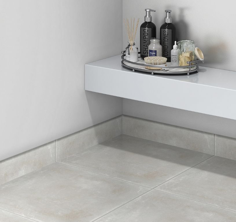 Plinthe carrelage TEMPO, aspect béton beige, h 7.00 x L 60.00 cm