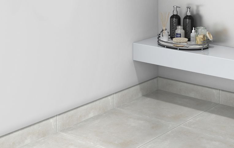 Plinthe carrelage TEMPO, aspect béton beige, h 7.00 x L 60.00 cm