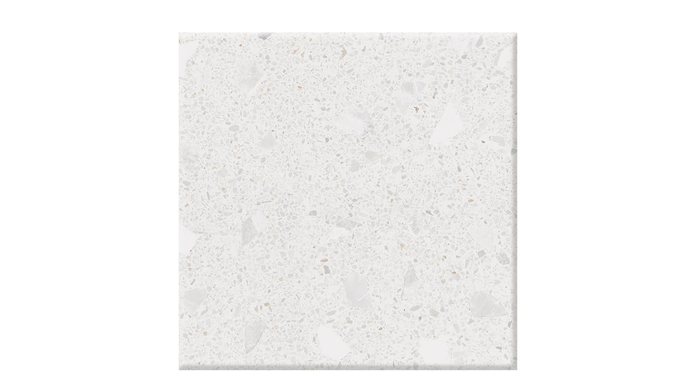 Carrelage TERRA XXL, aspect terrazzo blanc, dim 80.00 x 80.00 cm