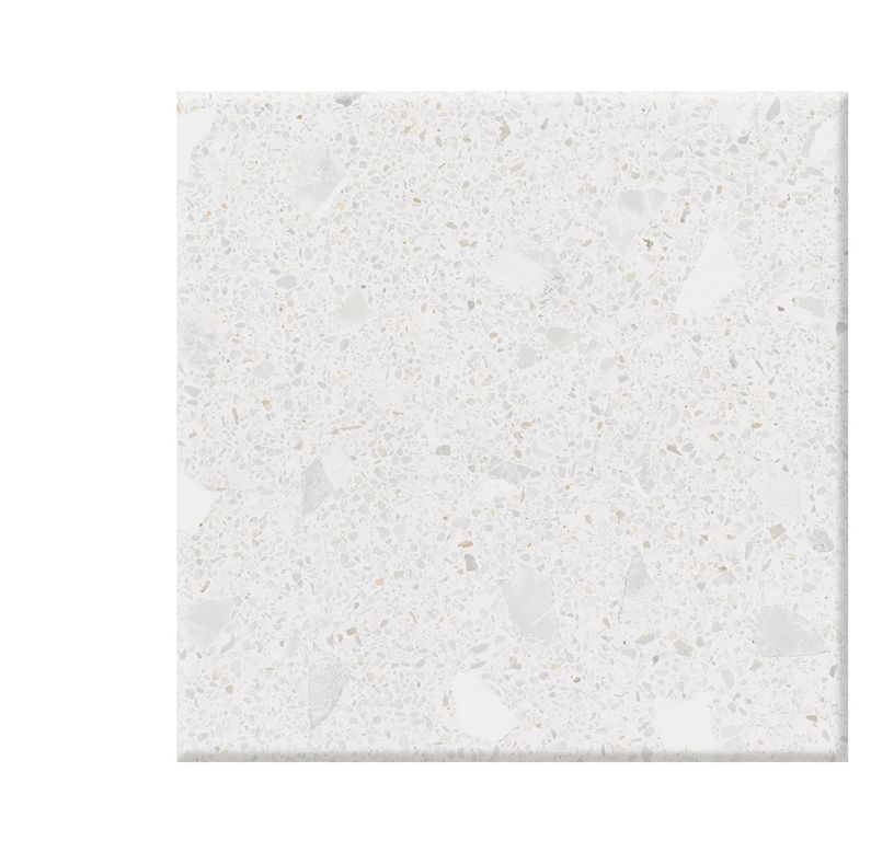 Carrelage TERRA XXL, aspect terrazzo blanc, dim 80.00 x 80.00 cm