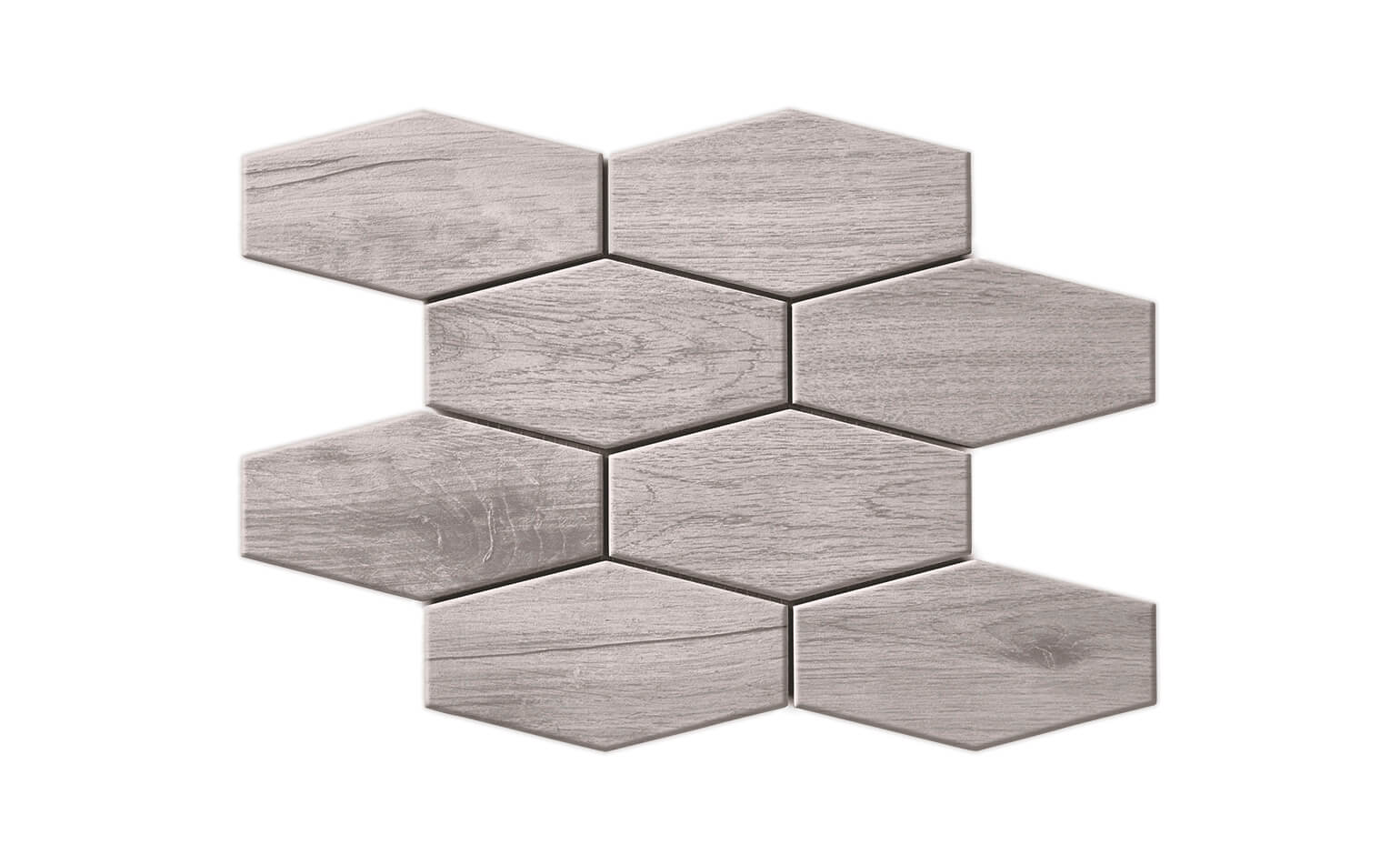 Carreau Hexagonal Bois Carrelage WOOD HEXAGONAL, aspect bois gris clair, dim 24 x 29 cm