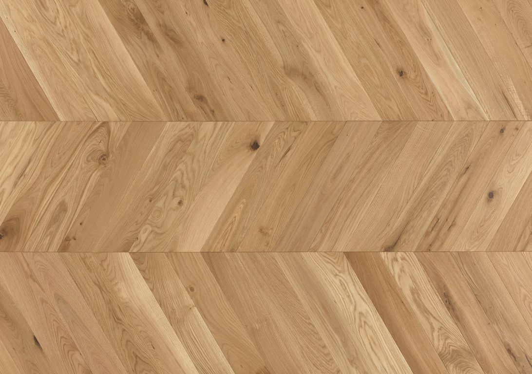 Parquet massif PALACE POINT DE HONGRIE 90 CHENE AUTHENTIQUE, chêne miel, verni, larg. 9.00 cm