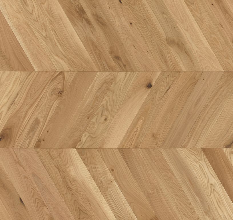 Parquet massif PALACE POINT DE HONGRIE 90 CHENE AUTHENTIQUE, chêne miel, verni, larg. 9.00 cm