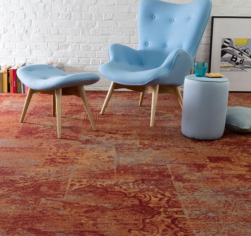 Moquette imprimée ALETHEA, col rouge, rouleau 4.00 m