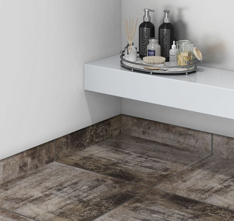 Plinthe carrelage PL LOFT, aspect bois Fer, h 7.00 x L 60.00 cm