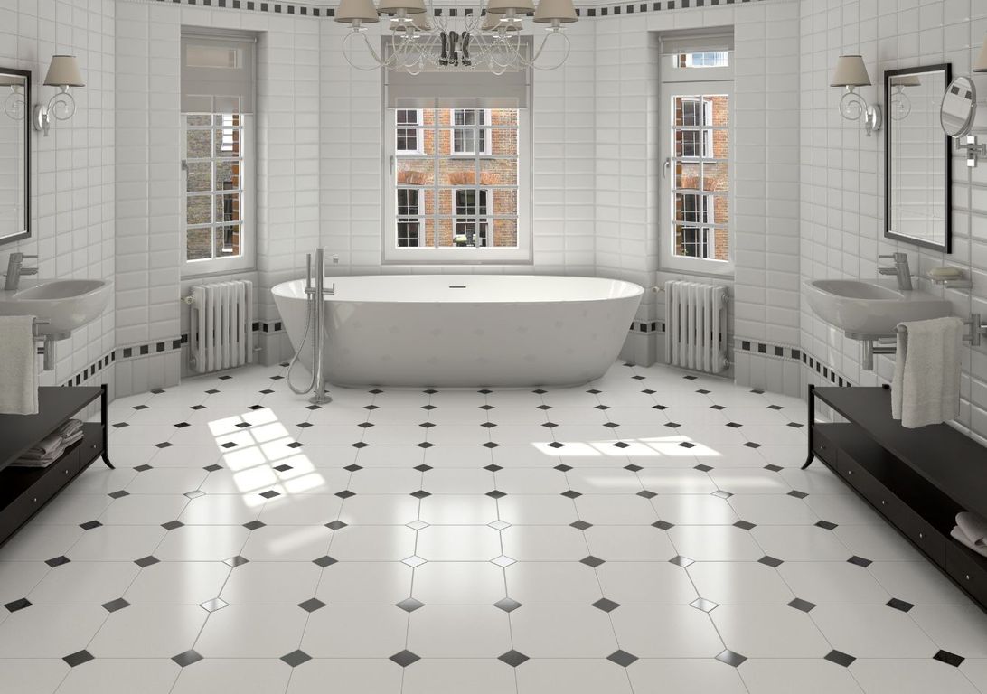 Carrelage Cabochon TACO, aspect carreau ciment noir, dim 6.70 x 6.70 cm