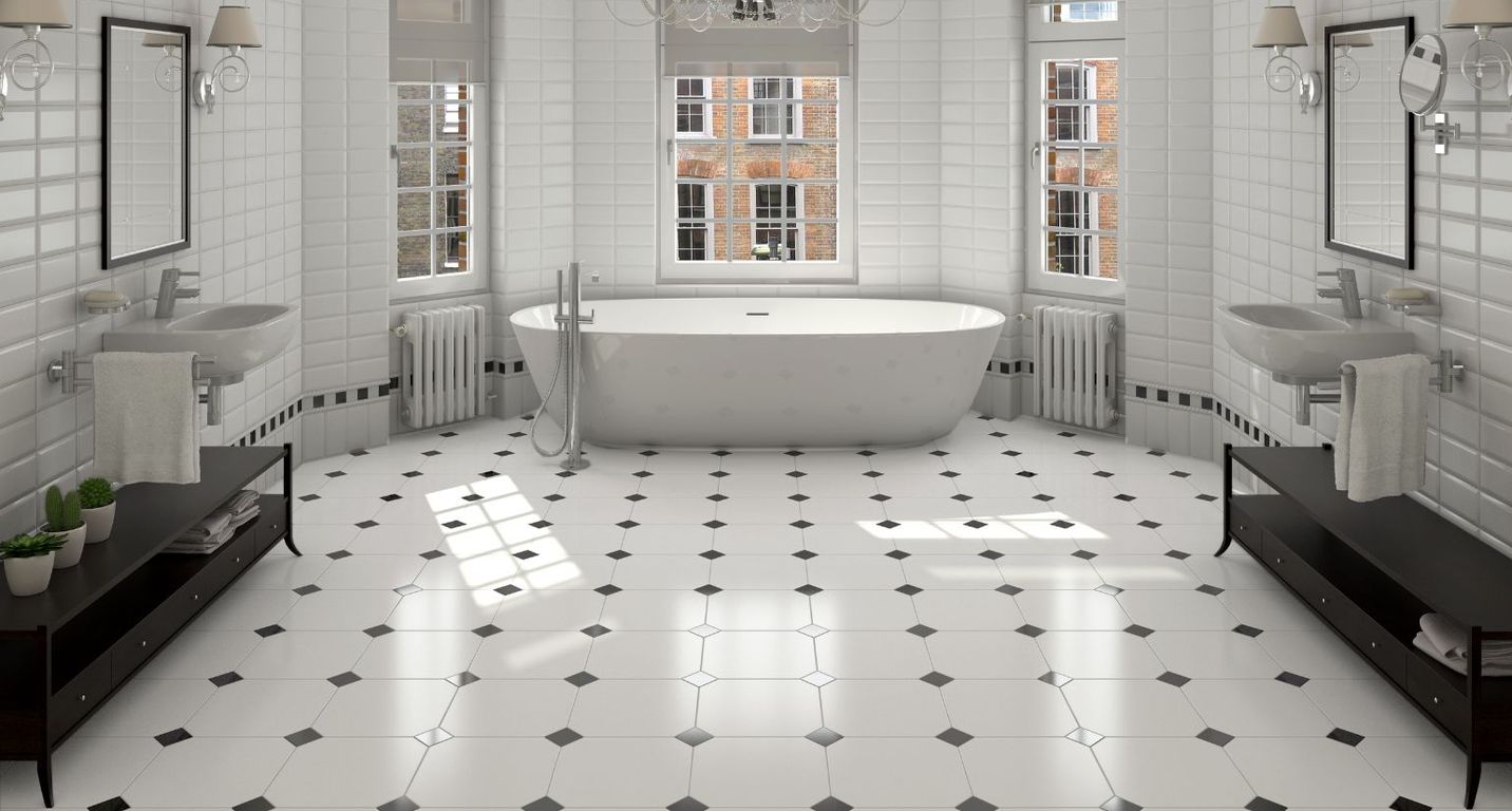 Carrelage Cabochon TACO, aspect carreau ciment noir, dim 6.70 x 6.70 cm