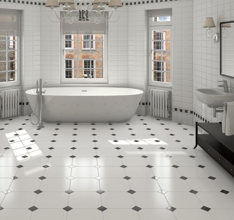 Carrelage Cabochon TACO, aspect carreau ciment noir, dim 6.70 x 6.70 cm