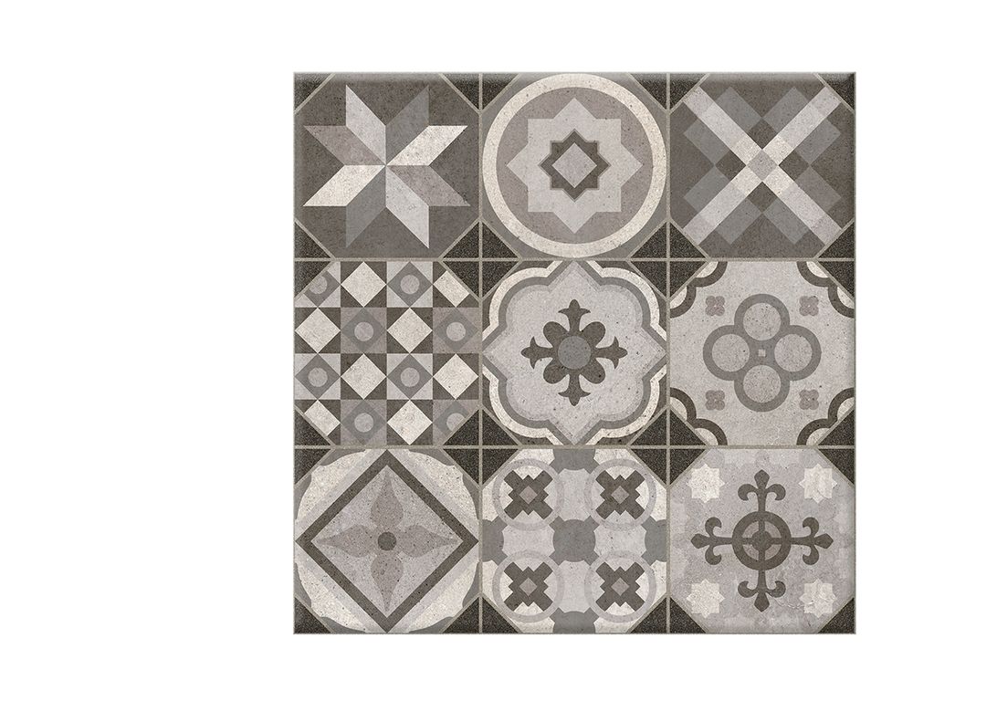 Carrelage 9DECORS GRIS, aspect carreau ciment multicolore, dim 31.60 x 31.60 cm
